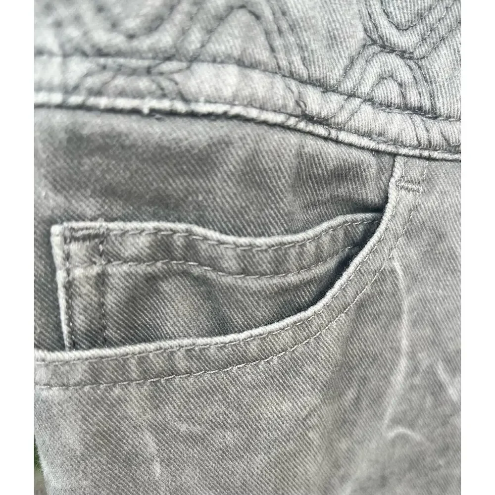 Y2K Vintage CHANEL Grey Wash Quilted Waist Skinny Denim Jeans Sz. 38  / 6 US
